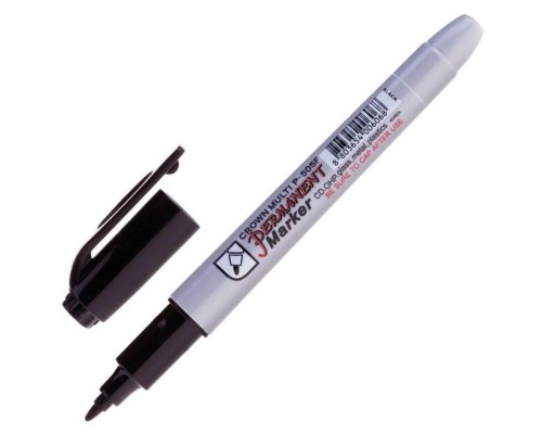 Маркер перманентный Crown Multi Marker Super Slim, черный, тонкий, 1 мм, арт. P-505F/151548/12