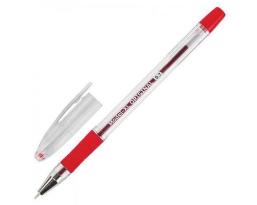 Ручка шариковая масляная с грипом BRAUBERG Model-Xl Original, красная, узел 0,7 мм, линия 0,35 мм, арт. 143244