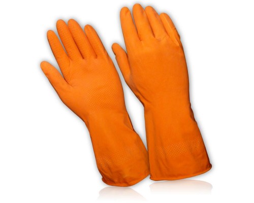 Перчатки хозяйственные с хб напылением Ice-Lizard оранжевые L, арт. 211