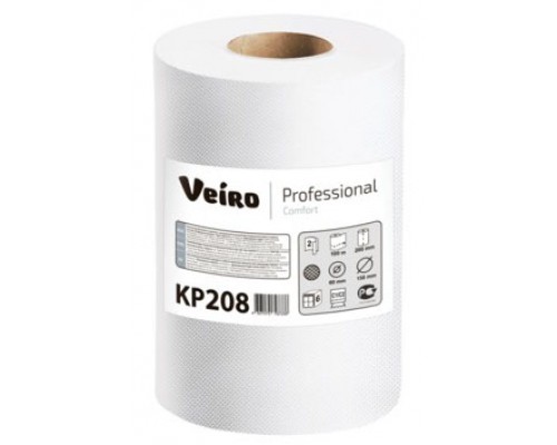 Рулонные полотенца Veiro 2 слоя, 100 м, белые, арт. КР208