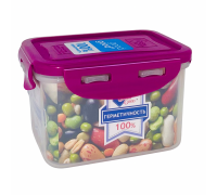 Контейнер пластиковый для пищевых продуктов, прямоугольный цветная крышка 0,63, LIDCOL 02-2 (40)