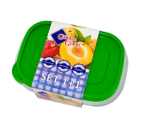 Набор из 2 пластиковых прямоугольных контейнеров для пищевых продуктов ONE TOUCH 1,1 л, SREC 3-2(30)
