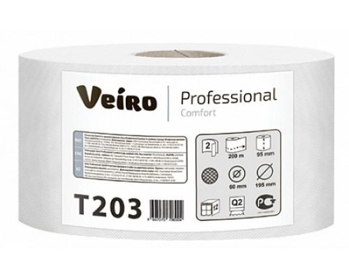 Туалетная бумага Veiro Comfort Т203, 200 м, 2 слоя, 12рул/уп
