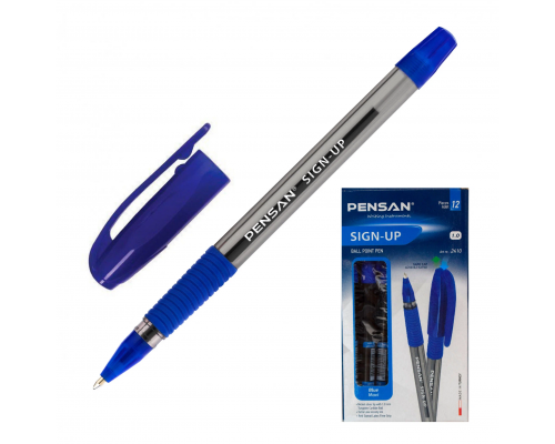 Ручка шариковая масляная с грипом Pensan Sign-Up, синяя, 1 мм, линия 0,8 мм, арт. 143232