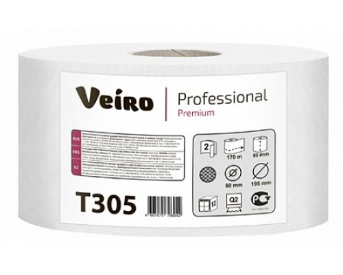 Туалетная бумага Veiro Premium Т305 170 м, супербелая, 2 слоя, 12 рул/уп