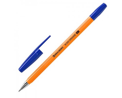 Ручка шариковая BRAUBERG "M-500 ORANGE", синяя, корпус оранжевый, узел 0,7 мм, арт. 143448