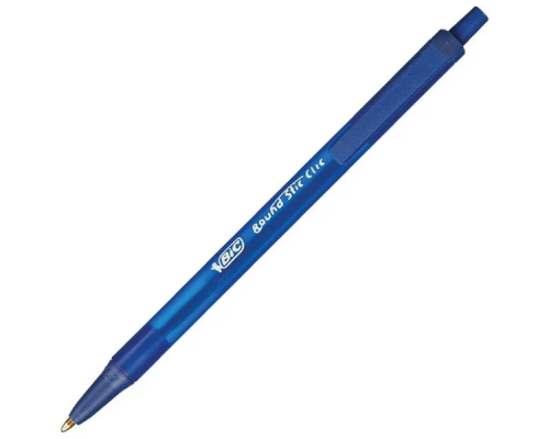 Ручка шариковая автоматическая BIC "Round Stic Clic", синяя, корпус тонированный синий, узел 1 мм, арт. 926376