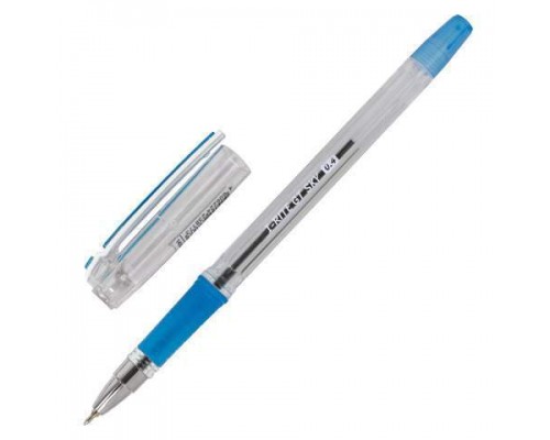 Ручка шариковая масляная с грипом BRAUBERG "i-Rite GT SKY", синяя, голубые детали, узел 0,4 мм, арт. 143299/12