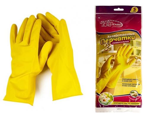 Перчатки хозяйственные с хб напылением Ice-Lizard желтые L, арт. 089